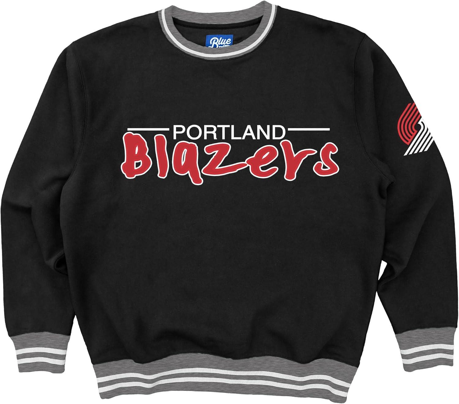 imageBlue 84 NBA Officially Licensed Varsity Rib Crewneck Sweatshirt Twill EmbroideryTeam Color