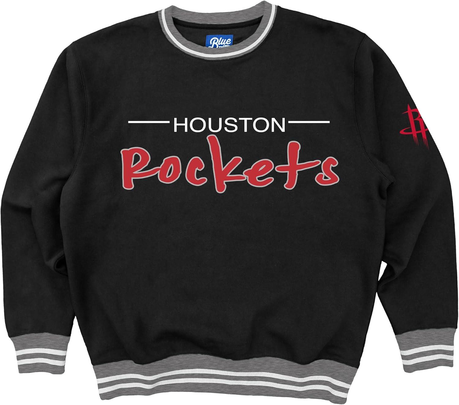 imageBlue 84 NBA Officially Licensed Varsity Rib Crewneck Sweatshirt Twill EmbroideryTeam Color