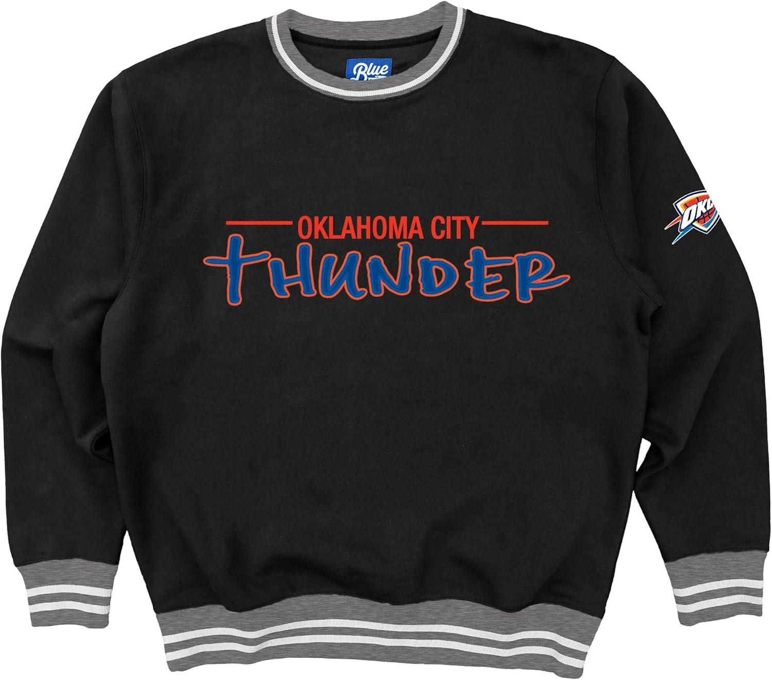 imageBlue 84 NBA Officially Licensed Varsity Rib Crewneck Sweatshirt Twill EmbroideryTeam Color