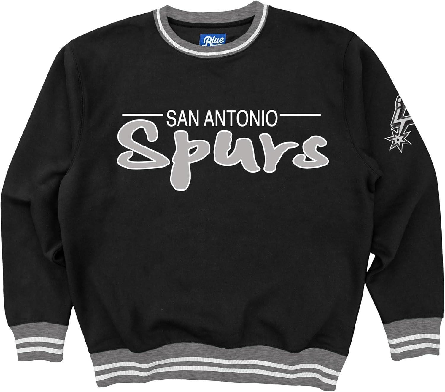 imageBlue 84 NBA Officially Licensed Varsity Rib Crewneck Sweatshirt Twill EmbroideryTeam Color