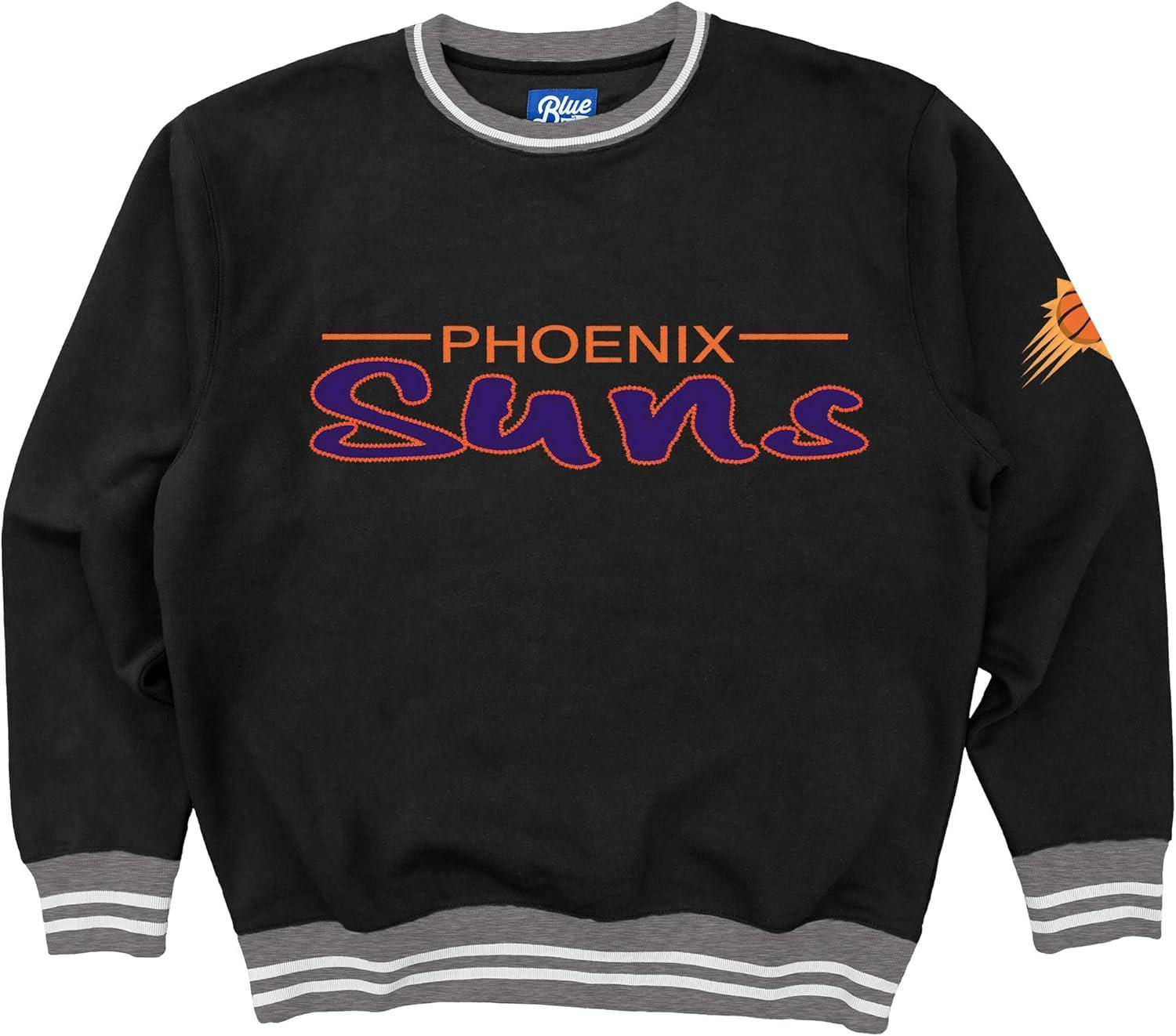 imageBlue 84 NBA Officially Licensed Varsity Rib Crewneck Sweatshirt Twill EmbroideryTeam Color