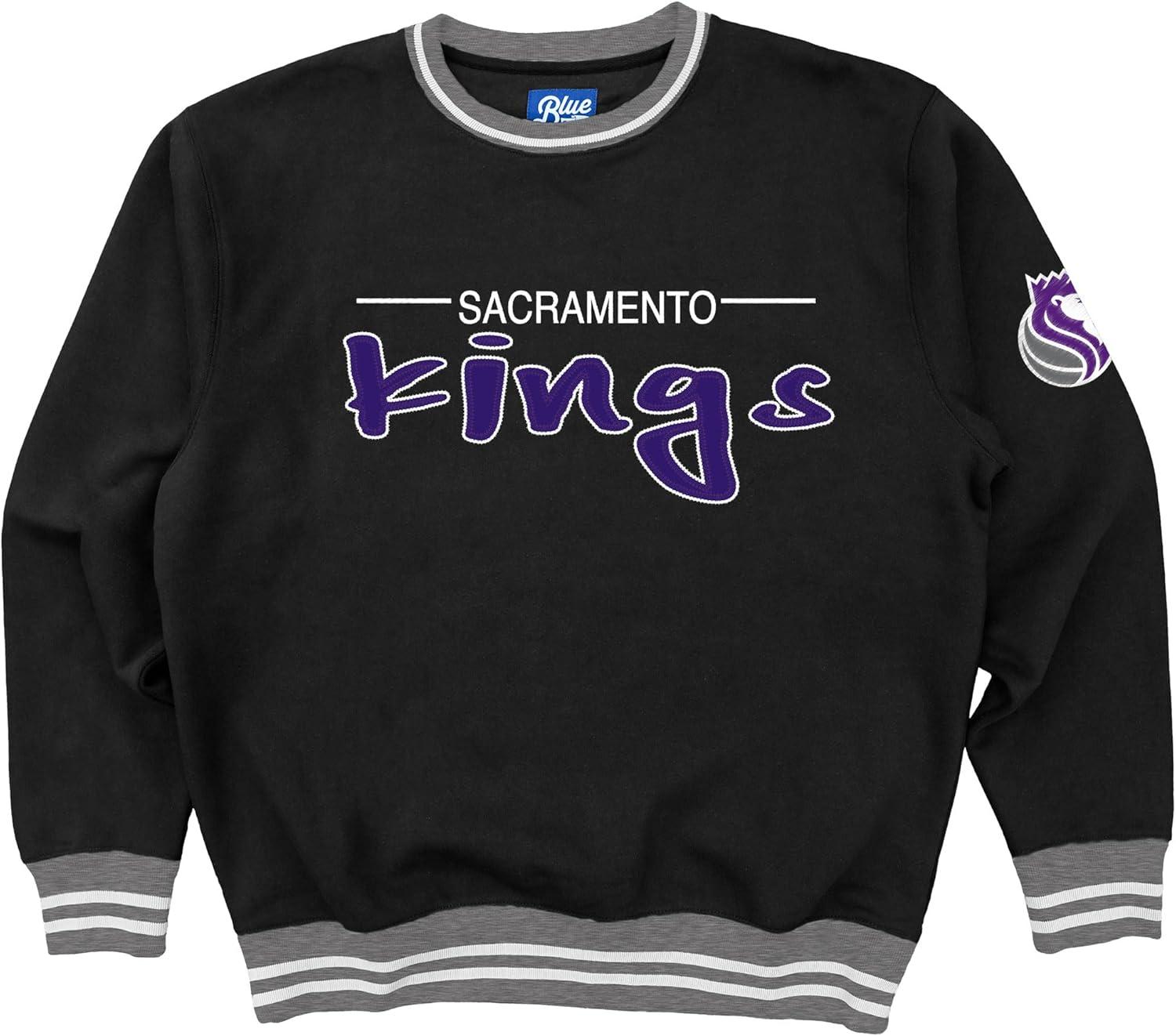 imageBlue 84 NBA Officially Licensed Varsity Rib Crewneck Sweatshirt Twill EmbroideryTeam Color