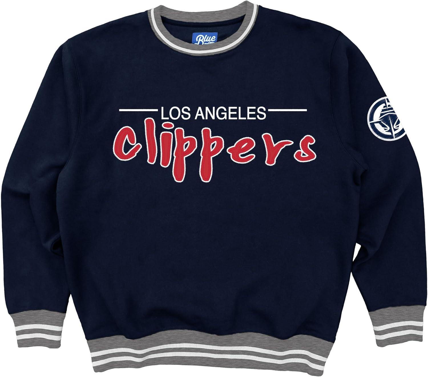 imageBlue 84 NBA Officially Licensed Varsity Rib Crewneck Sweatshirt Twill EmbroideryTeam Color