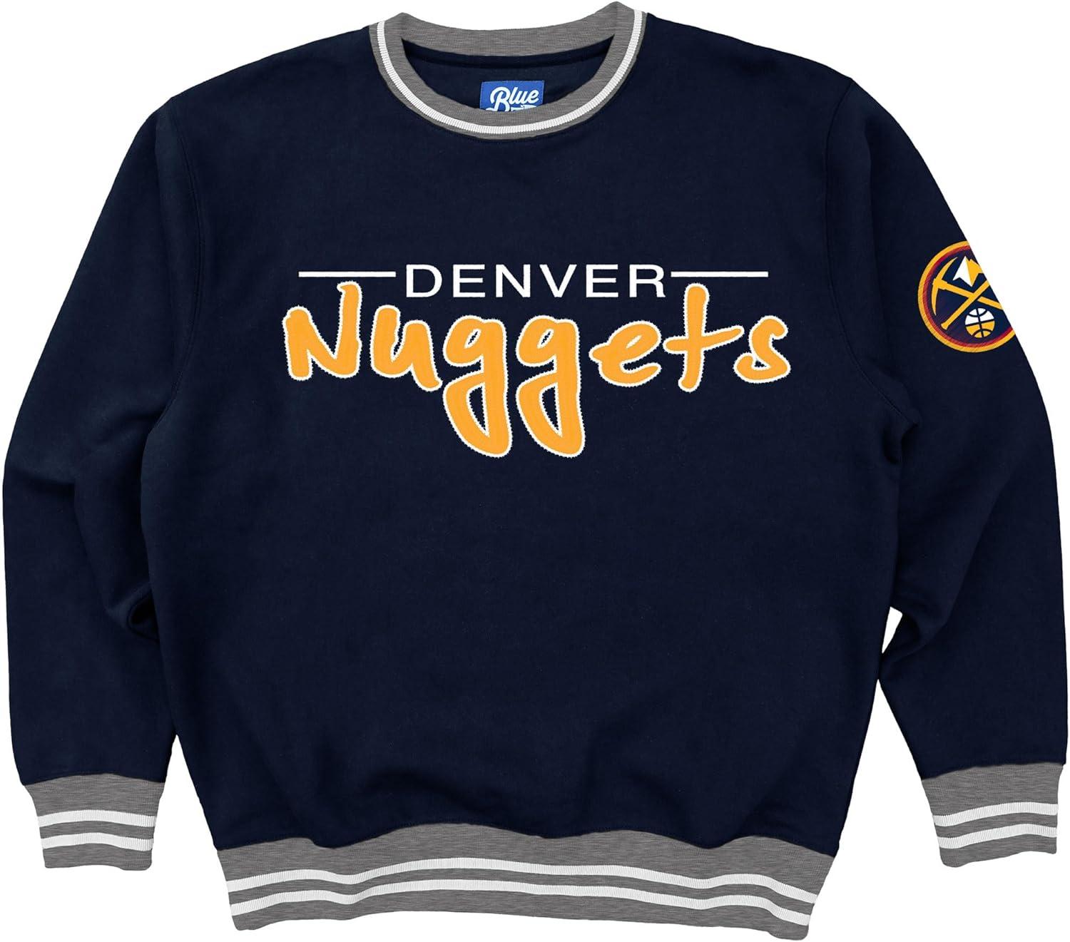 imageBlue 84 NBA Officially Licensed Varsity Rib Crewneck Sweatshirt Twill EmbroideryTeam Color