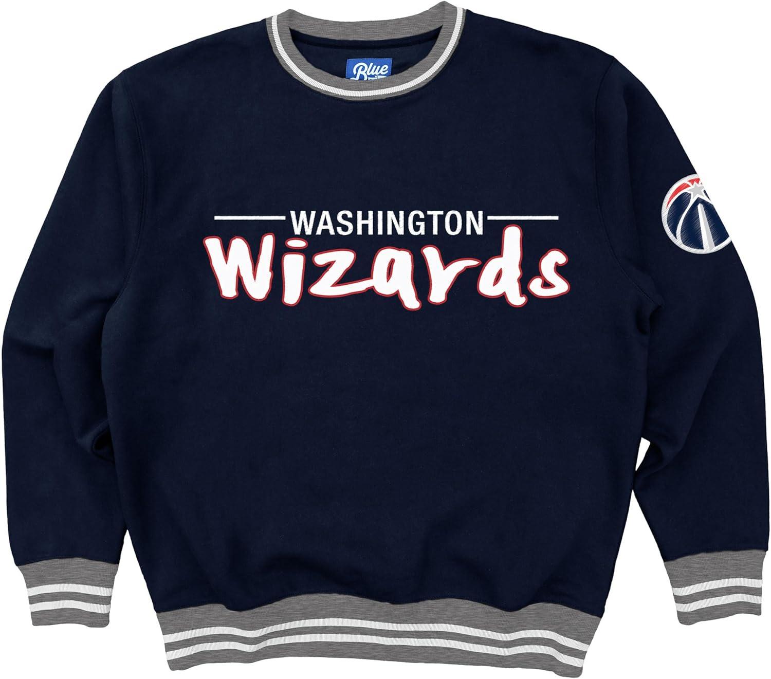 imageBlue 84 NBA Officially Licensed Varsity Rib Crewneck Sweatshirt Twill EmbroideryTeam Color