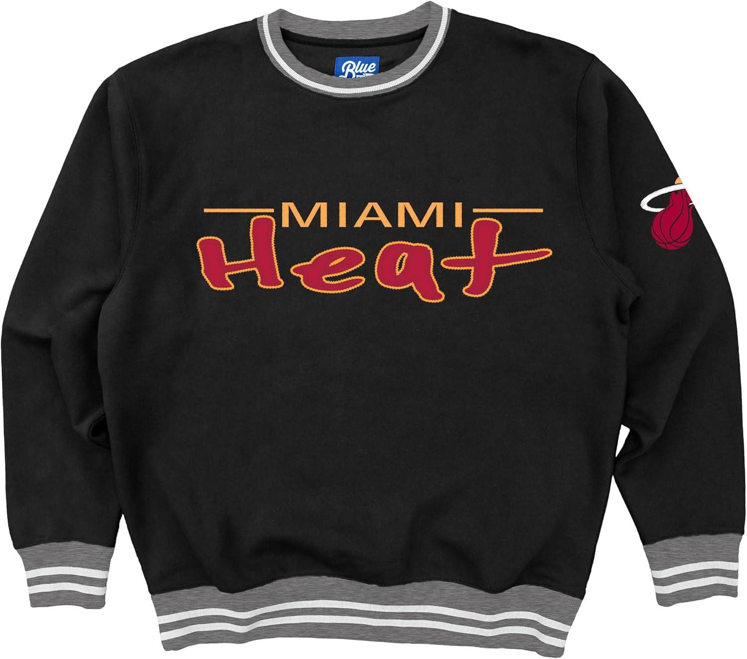 imageBlue 84 NBA Officially Licensed Varsity Rib Crewneck Sweatshirt Twill EmbroideryTeam Color