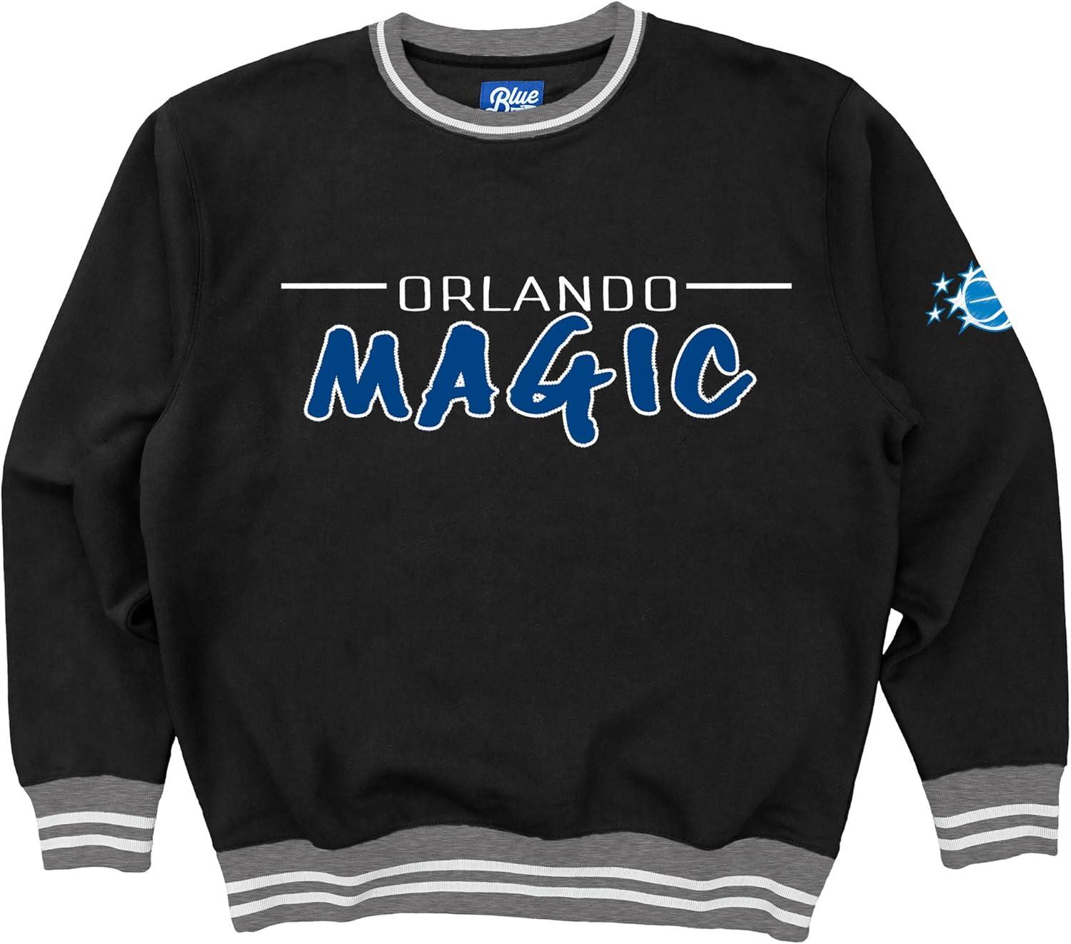 imageBlue 84 NBA Officially Licensed Varsity Rib Crewneck Sweatshirt Twill EmbroideryTeam Color