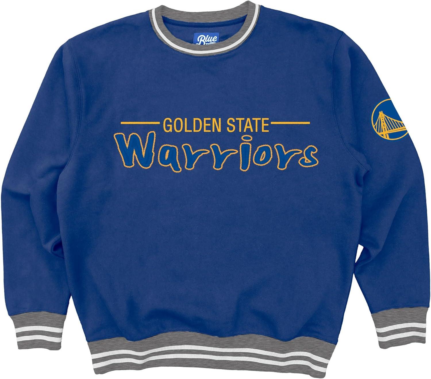 imageBlue 84 NBA Officially Licensed Varsity Rib Crewneck Sweatshirt Twill EmbroideryTeam Color