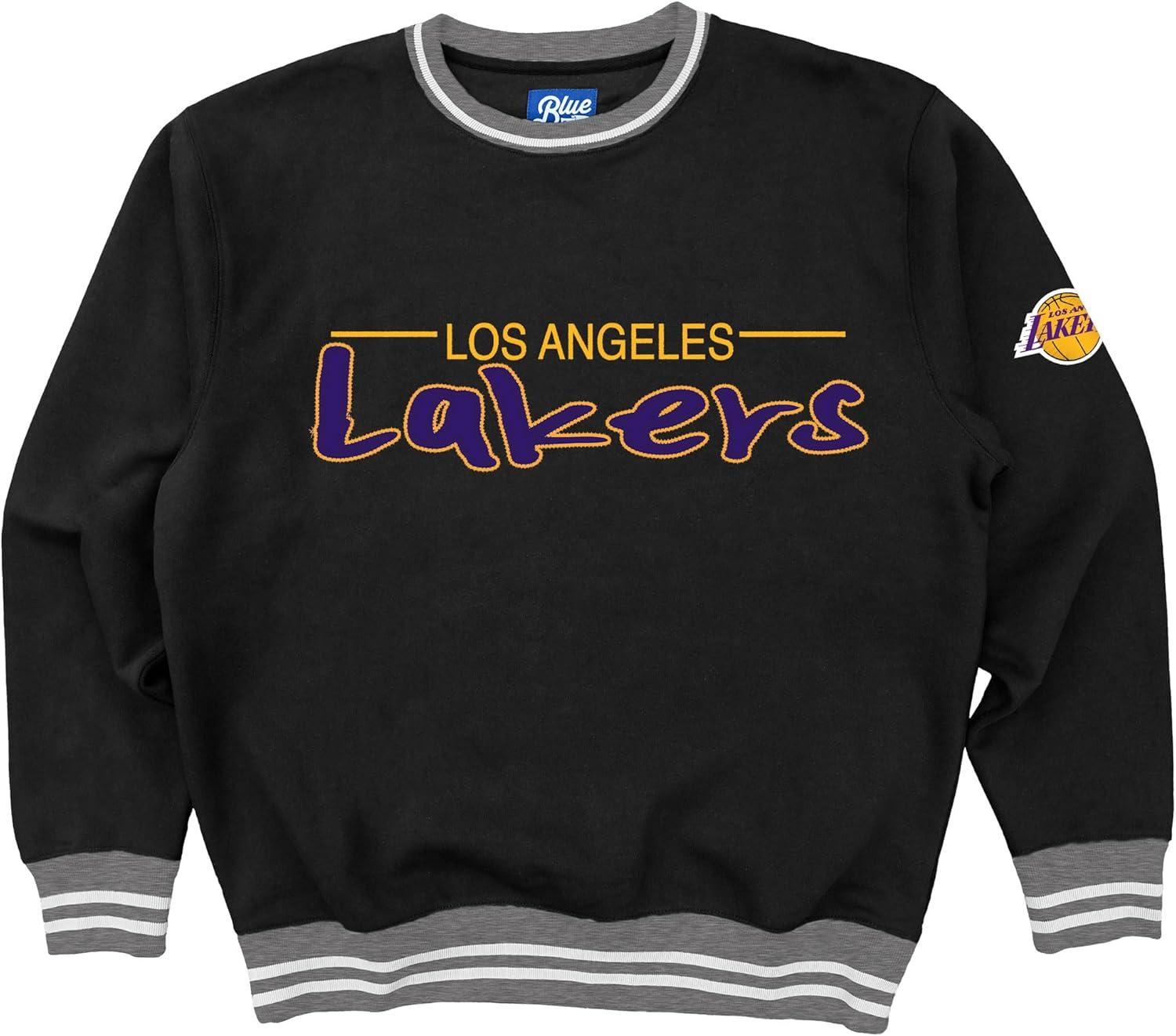 imageBlue 84 NBA Officially Licensed Varsity Rib Crewneck Sweatshirt Twill EmbroideryTeam Color