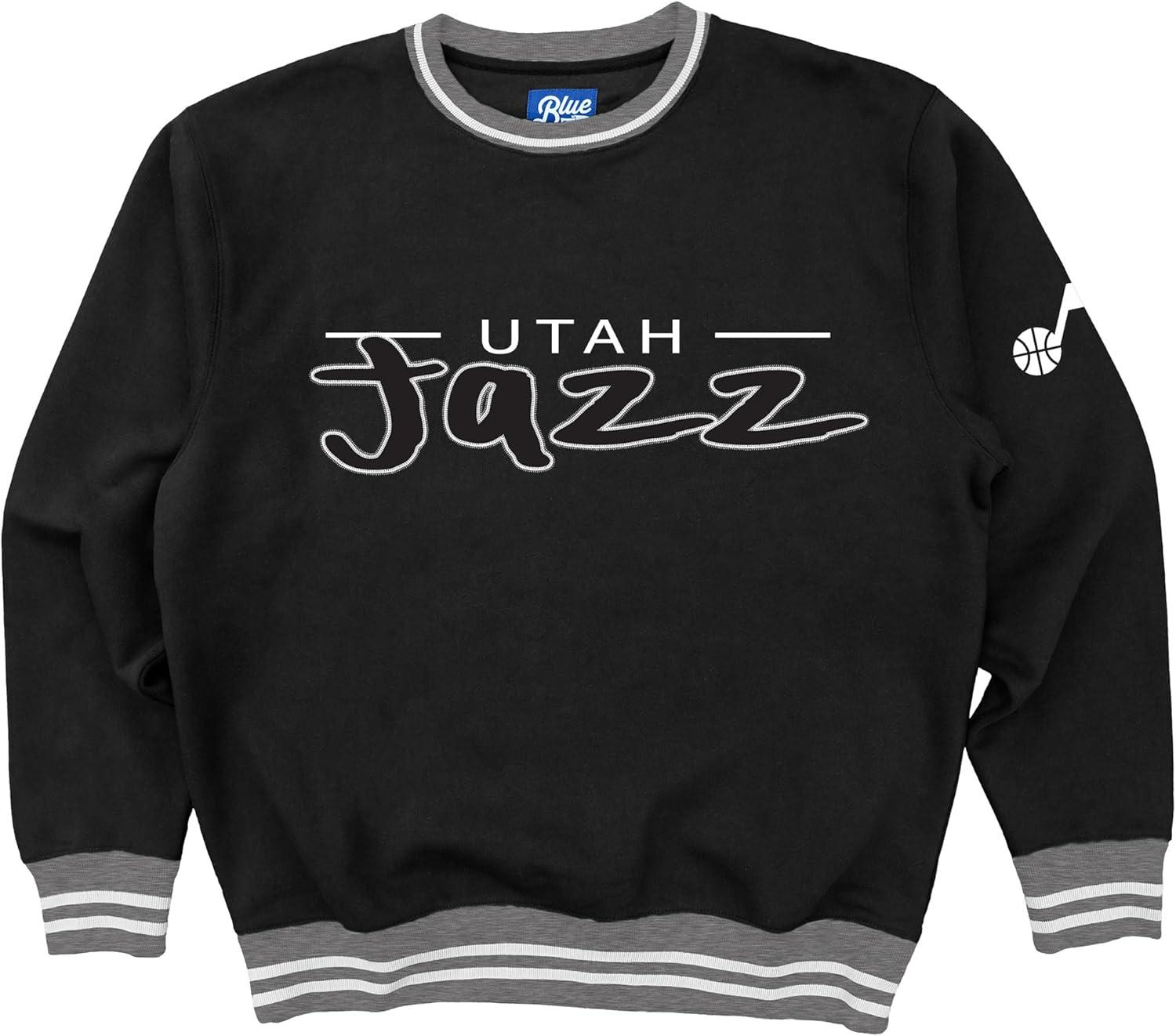 imageBlue 84 NBA Officially Licensed Varsity Rib Crewneck Sweatshirt Twill EmbroideryTeam Color