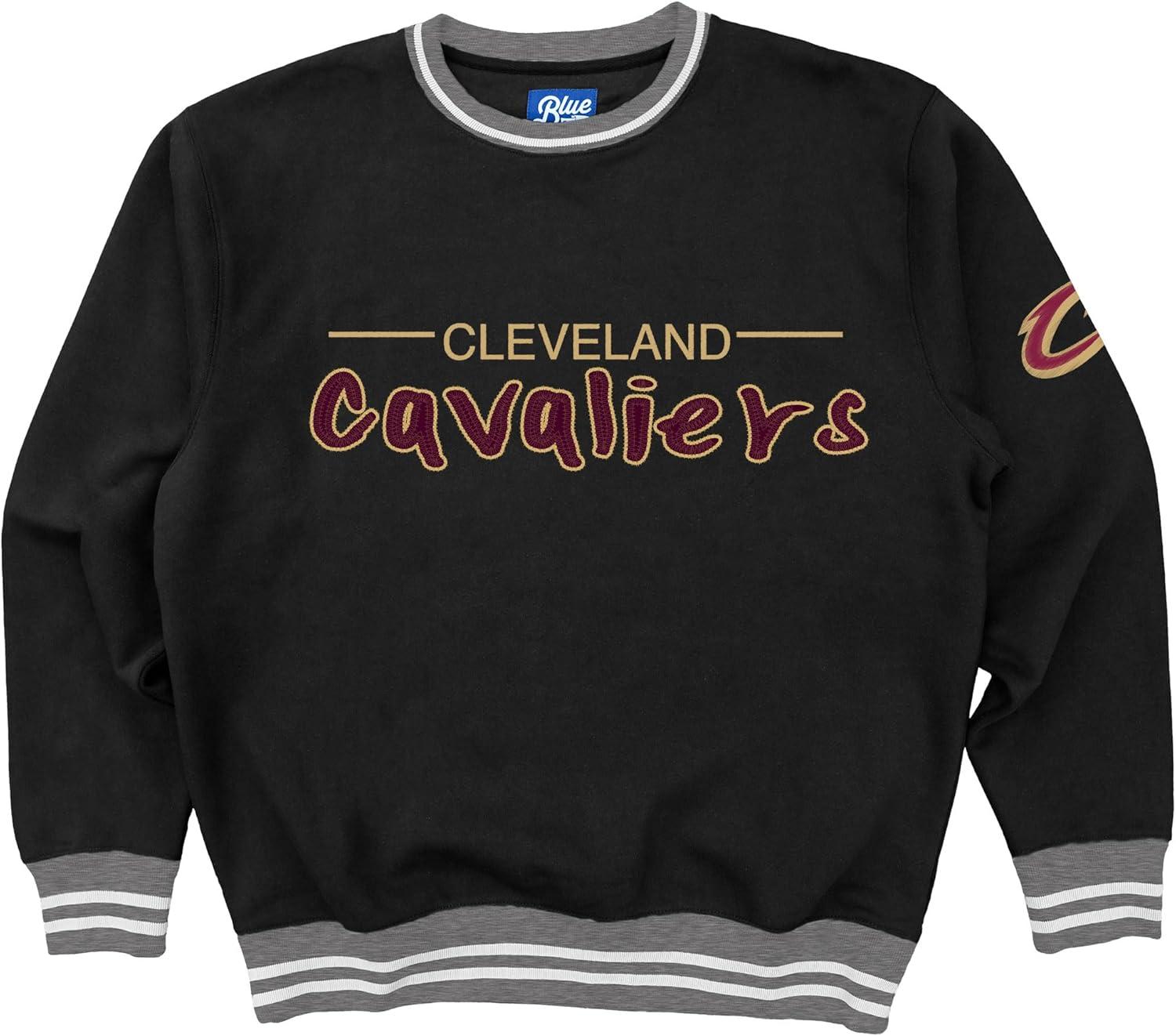 imageBlue 84 NBA Officially Licensed Varsity Rib Crewneck Sweatshirt Twill EmbroideryTeam Color