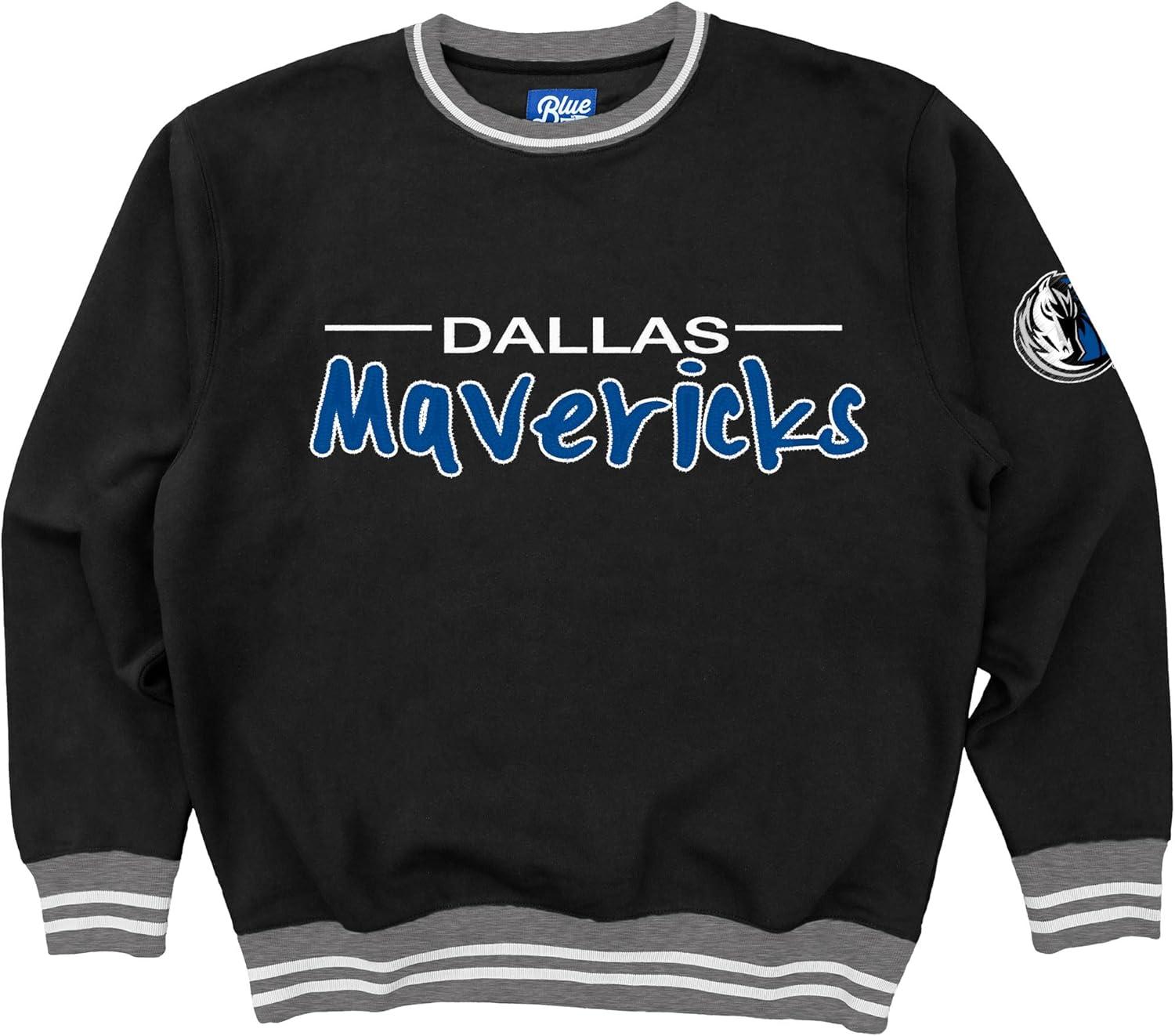 imageBlue 84 NBA Officially Licensed Varsity Rib Crewneck Sweatshirt Twill EmbroideryTeam Color