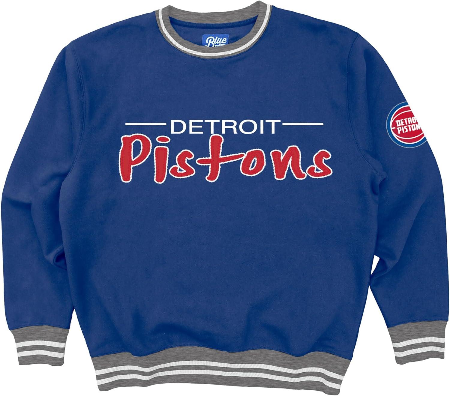 imageBlue 84 NBA Officially Licensed Varsity Rib Crewneck Sweatshirt Twill EmbroideryTeam Color