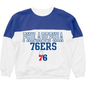 Blue 84 NBA unisex-adult Nba Officially Licensed Contrast Yoke Crewneck Sweatshirt(White)