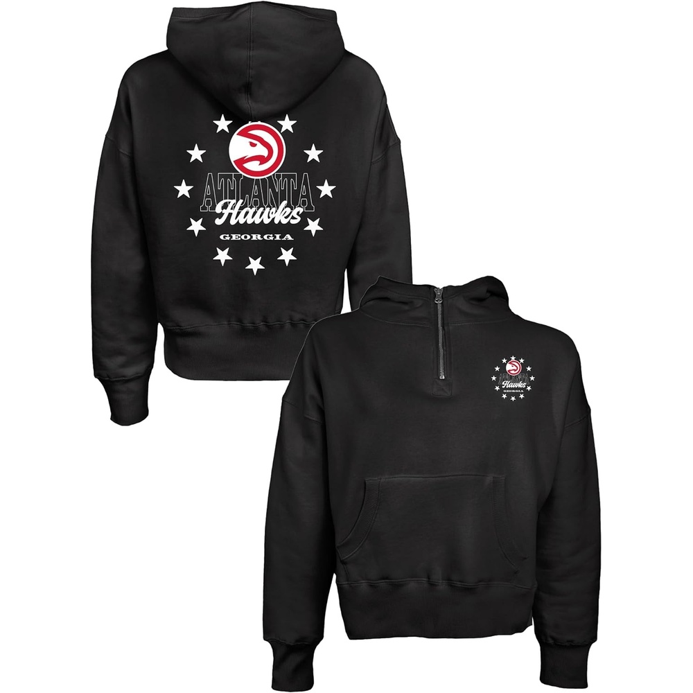 image:imageBlue 84 NBA womens Nba Officially Licensed Womens Hooded Quarter Zip Sweatshirt FrontBack StarsTeam Color
