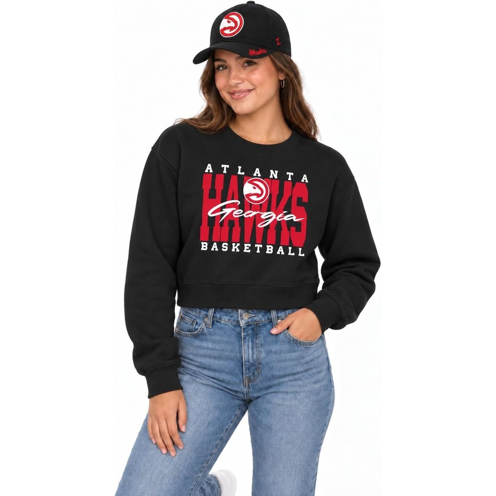 image:imageBlue 84 NBA womens Nba Officially Licensed Womens Midi Crewneck Sweatshirt Cloud FleeceTeam Color