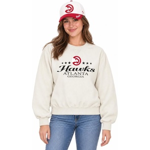 Blue 84 NBA womens Nba Officially Licensed Women’s Corded Crewneck Sweatshirt Retro Ivory(Ivory)