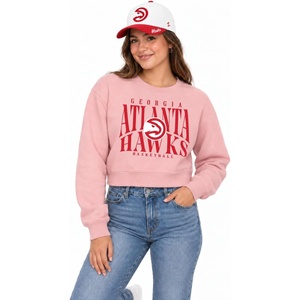 Blue 84 NBA womens Nba Officially Licensed Women’s Midi Crewneck Sweatshirt Cloud Fleece Pink(Pink)