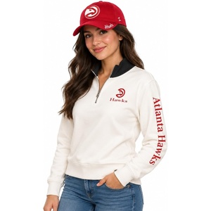 Blue 84 NBA womens Nba Officially Licensed Women’s Quarterzip Zip Sweatshirt Cloud Fleece Contrast(Ivory)