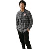 Blue 84 NBA Mens NBA Officially Licensed Plaid Flannel Button Down Shirt Embroidered Black(Black)