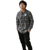 Blue 84 NBA Mens NBA Officially Licensed Plaid Flannel Button Down Shirt Embroidered Black(Black)